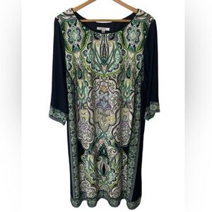 F9- Paisley Print Dress w/ Green & Black Accents women’s plus size 22W